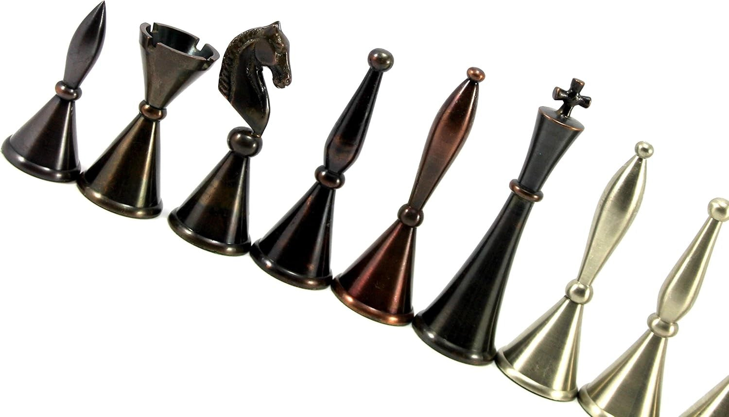 4" Brass Chess Pieces Set Handmade Silver & Copper Staunton Style Luxury Upgrade