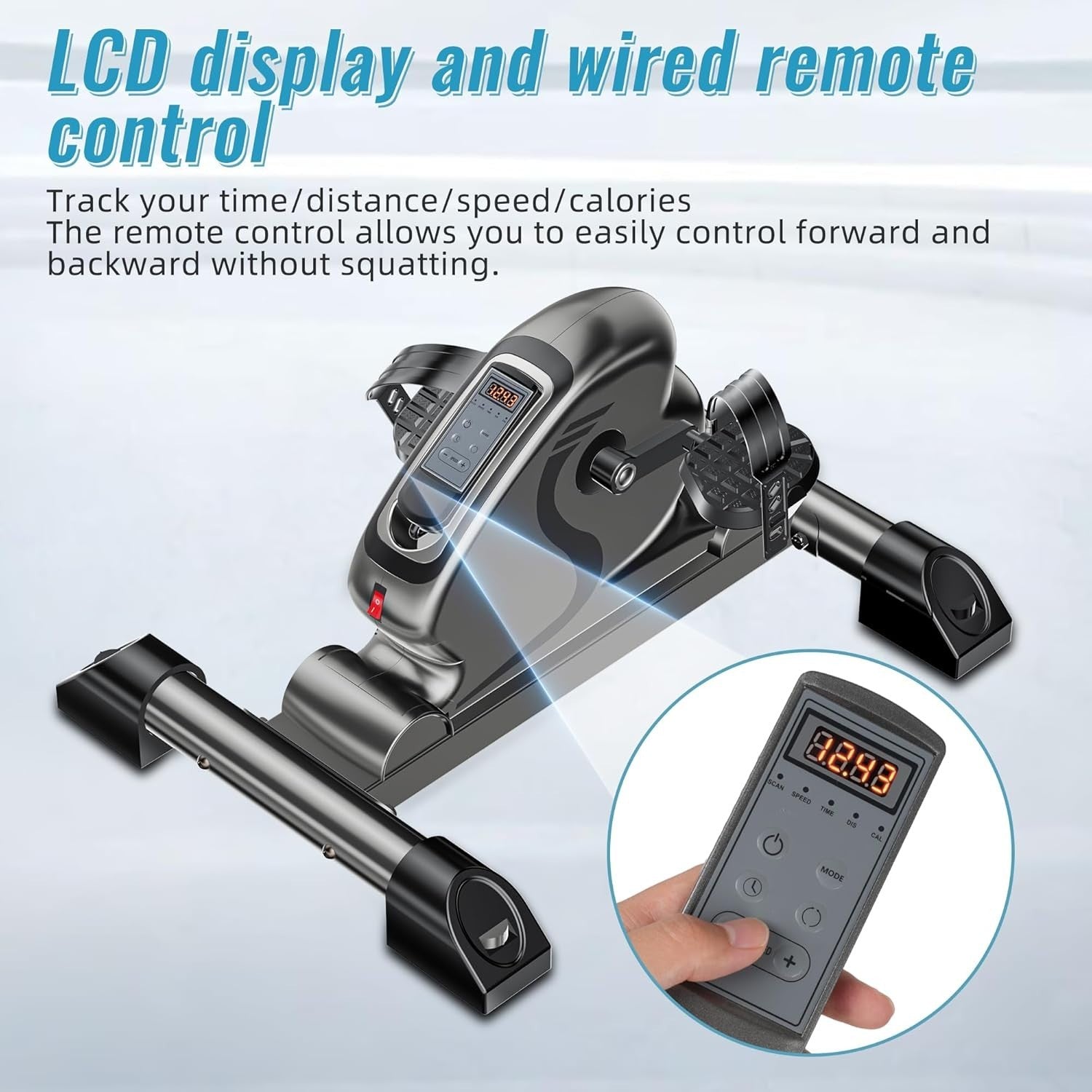 Electric Mini Pedal Exerciser Remote 10 Speed Rehab Trainer