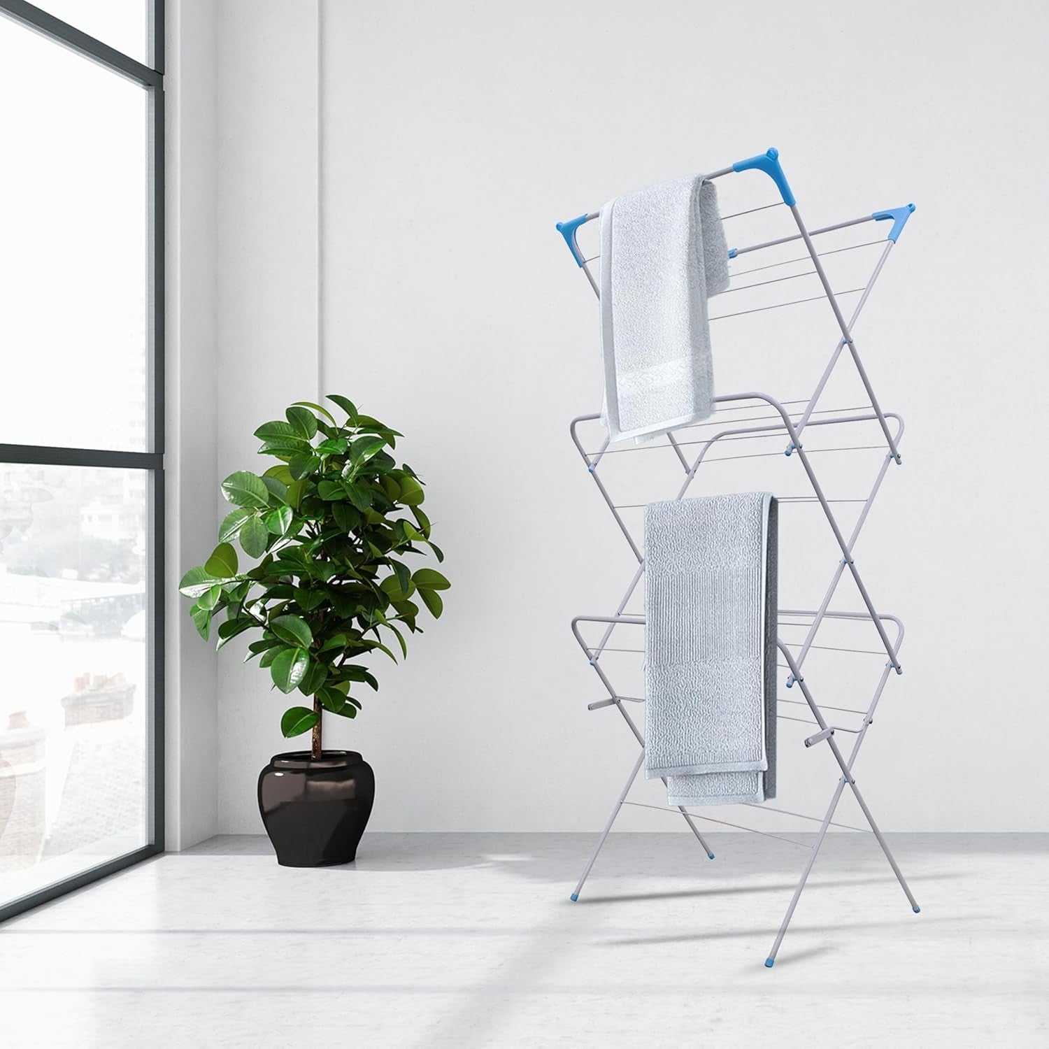 3 Tier Folding Clothes Airer Laundry Drying Rack Indoor Outdoor Space Saving