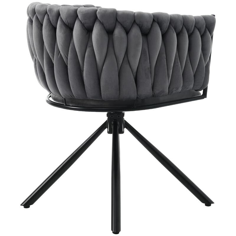 Set of 6 Grey Swivel Velvet Dining Chairs – Modern, Comfy, Curved Back (V)