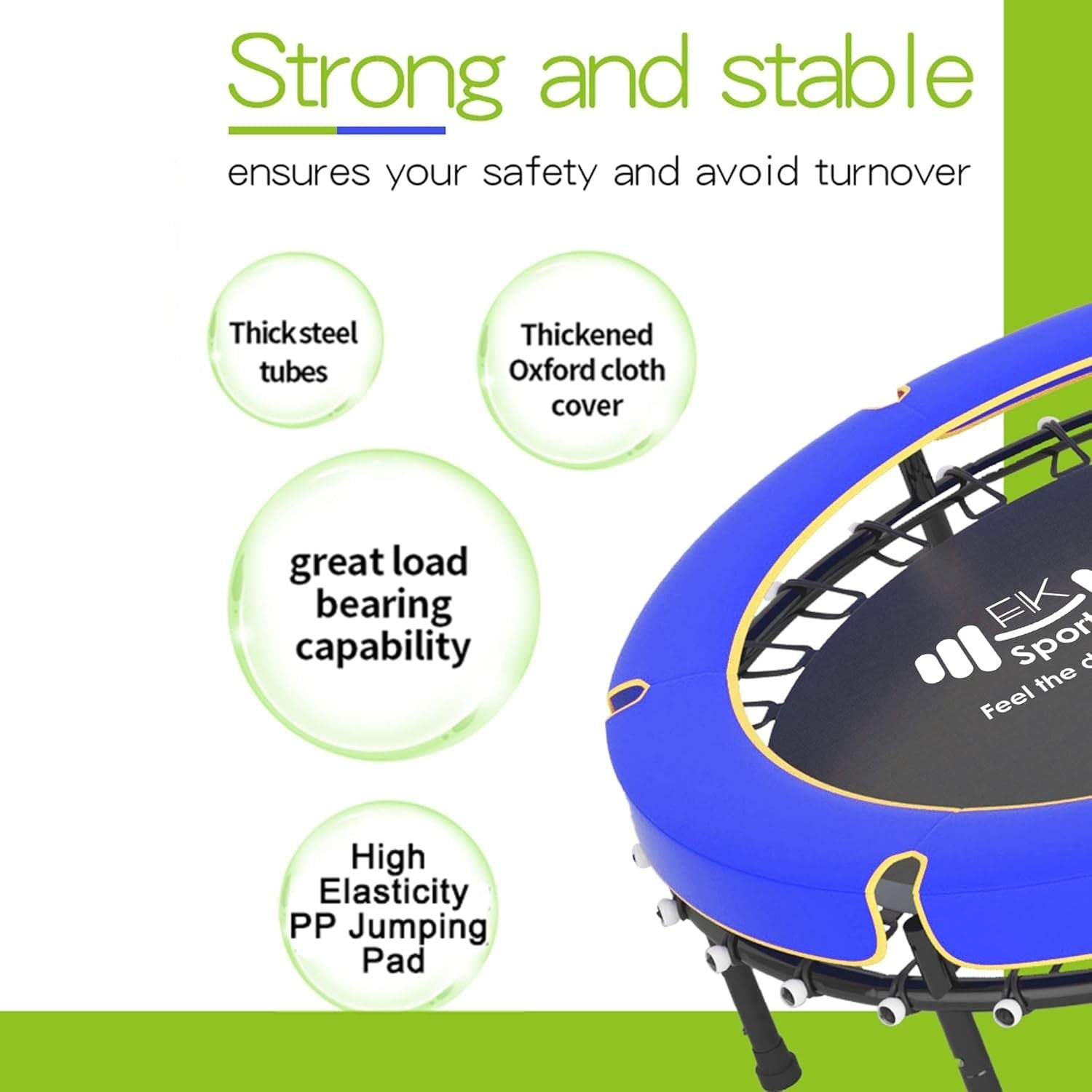 55” Kids Rebounder Trampoline w Safety Enclosure Indoor Outdoor Ages 1–11