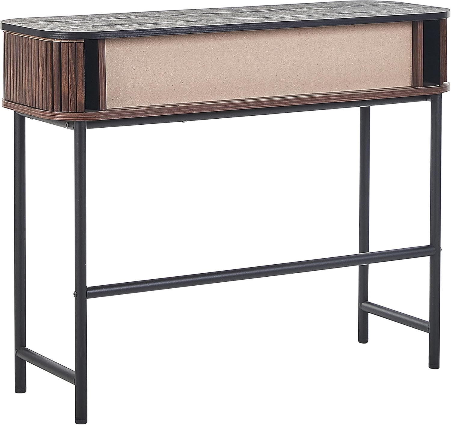 Modern Dark Wood Console Table with Sliding Doors & Storage, 100x35cm