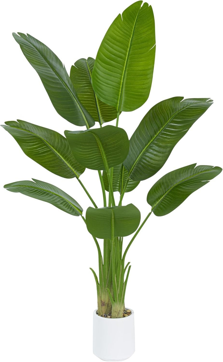 120cm Artificial Bird of Paradise Plant in White Pot Faux Banana Leaf Decoration