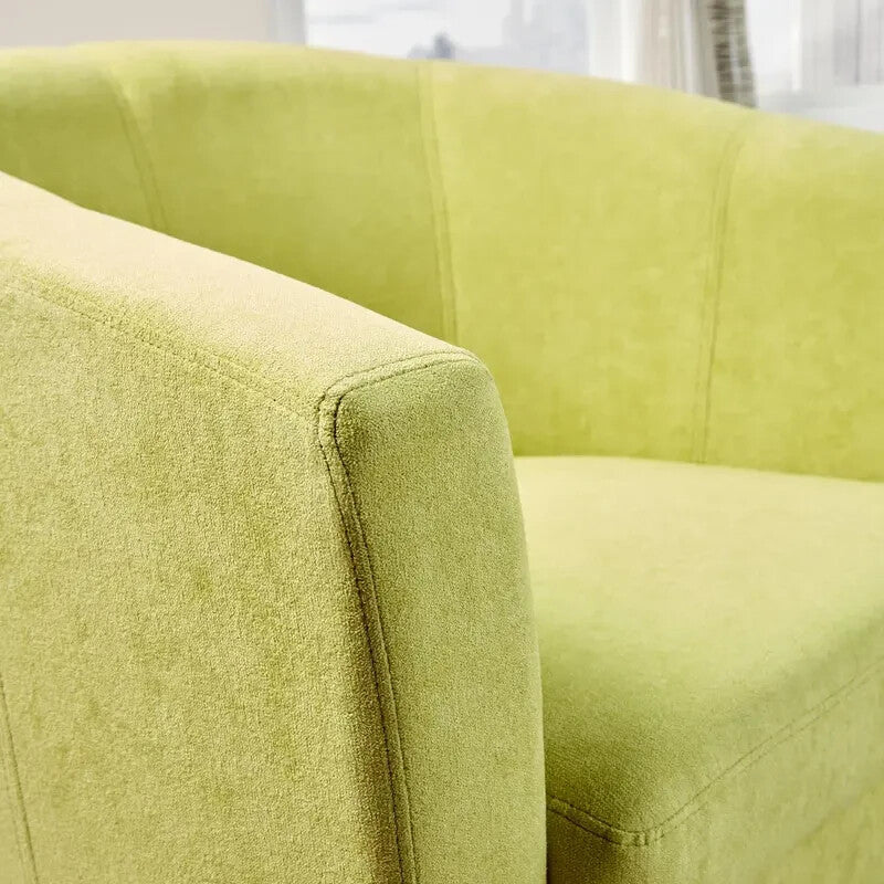 Apple Green Velvet Tub Armchair Lounge Chair Wooden Legs Living Room