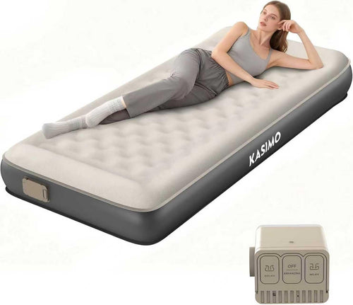 Single Inflatable Air Mattress with Built-in Battery Pump & Pillow