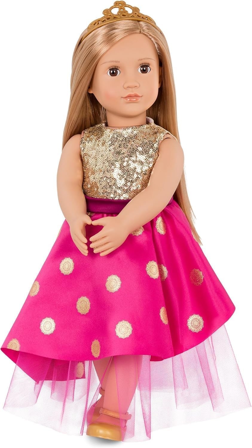 18-Inch Fashion Doll Blonde Hair Brown Eyes Gown Tiara Soft Body