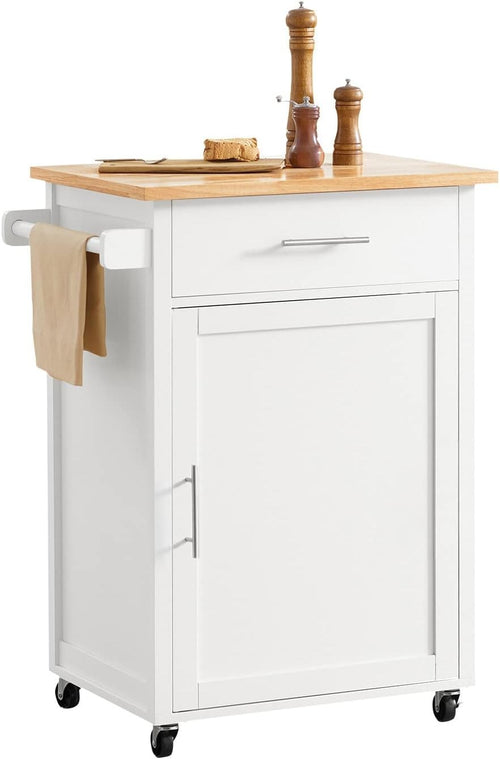 Mobile Kitchen Island Cart with Drawer, Adjustable Shelf & Towel Rack, 68x46x90