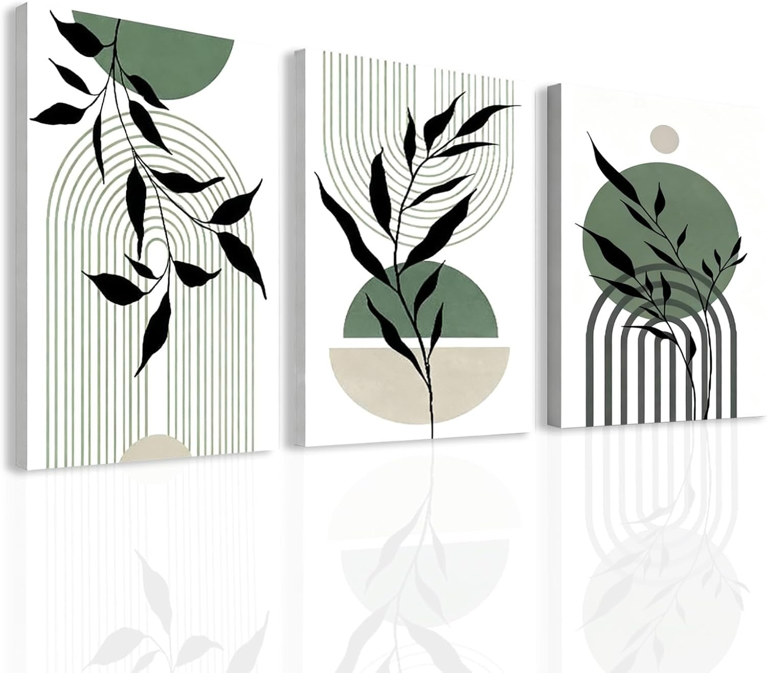 Boho Canvas Wall Art Set of 3 Nature Pattern Prints 40x30cm