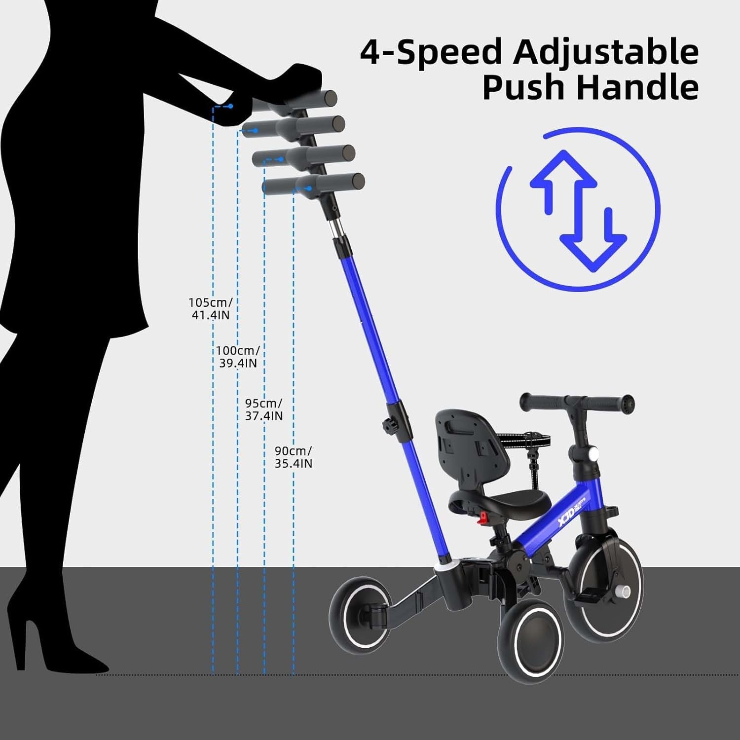 6 in 1 Foldable Kids Tricycle Toddler Push Trike Balance Bike 1-4 Years Blue