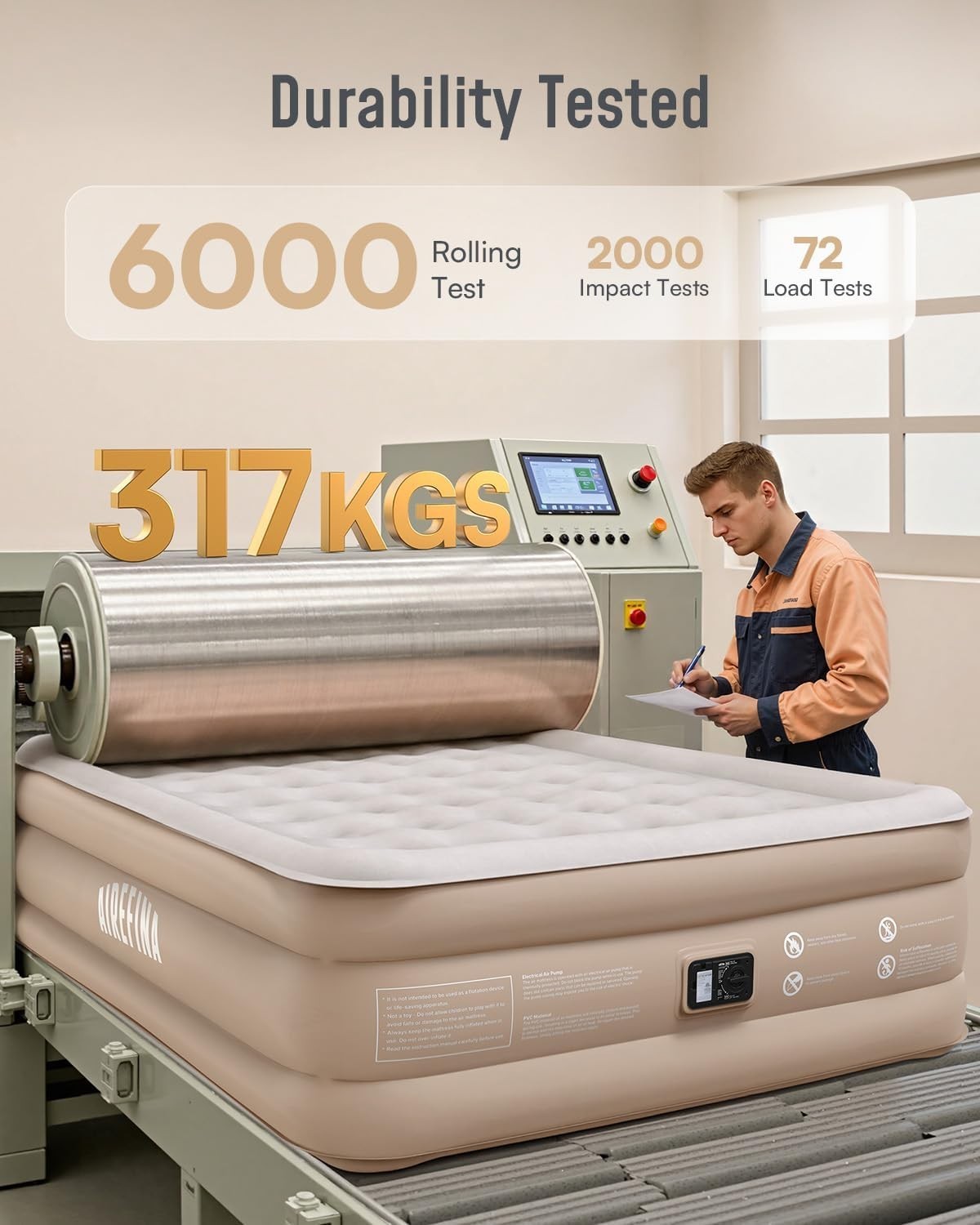 Luxury King Size Inflatable Air Bed Built-In Electric Pump Flocked Top