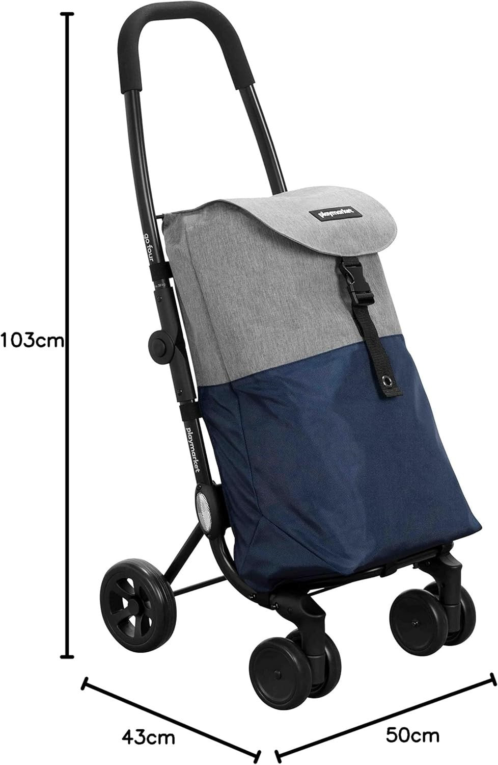 Folding 4-to-2 Wheel Shopping Trolley 43L Lightweight Aluminium Cart