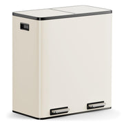 60L Double Recycling Bin Cream Stainless Steel 2x30L Pedal
