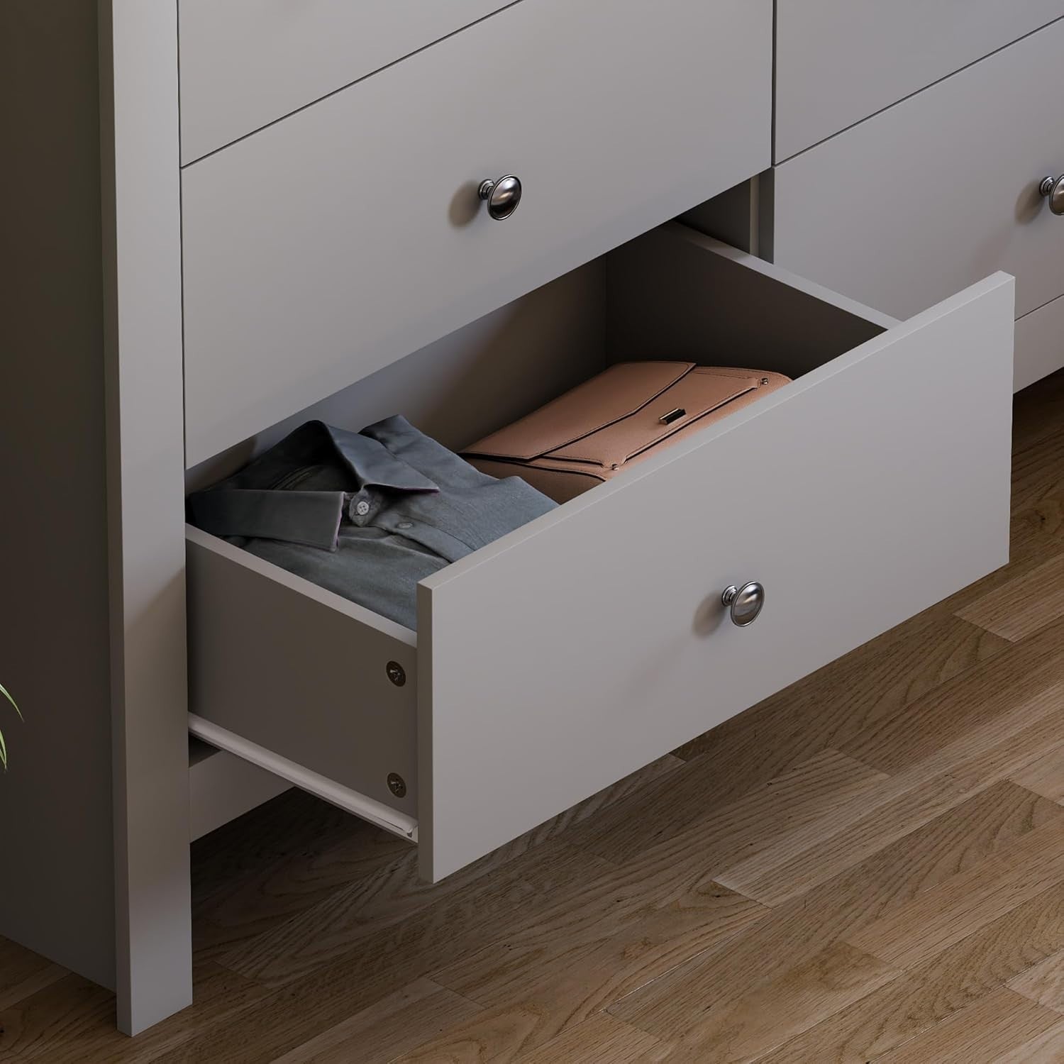 Grey 7-Drawer Wall-Mount Chest Storage Cabinet Modern Bedroom Organizer