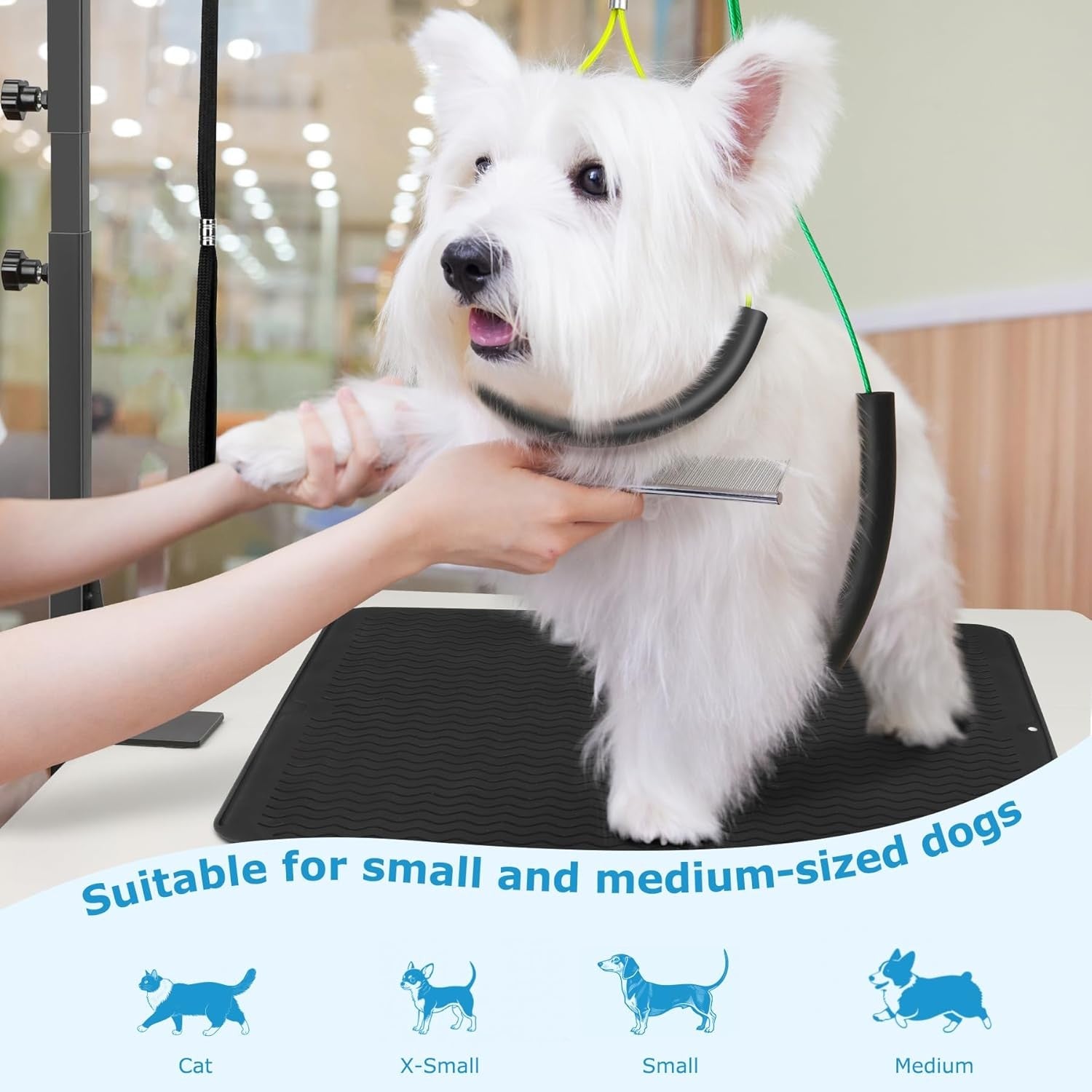 Dog Grooming Arm Clamp Adjustable Height Non Slip Pad Loop No Sit Holder