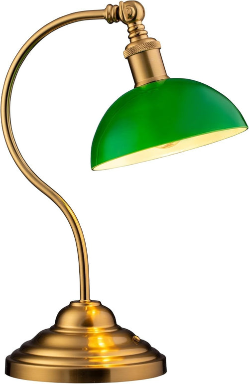 Cordless LED Desk Lamp with USB-C, 3-Level Dimming & 180° Swivel, Green Glass