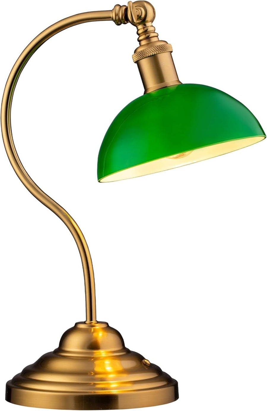 Cordless LED Desk Lamp with USB-C, 3-Level Dimming & 180° Swivel, Green Glass