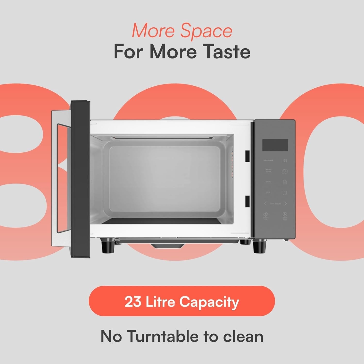 23L Flatbed Microwave with Grill Digital Display Grey 800W