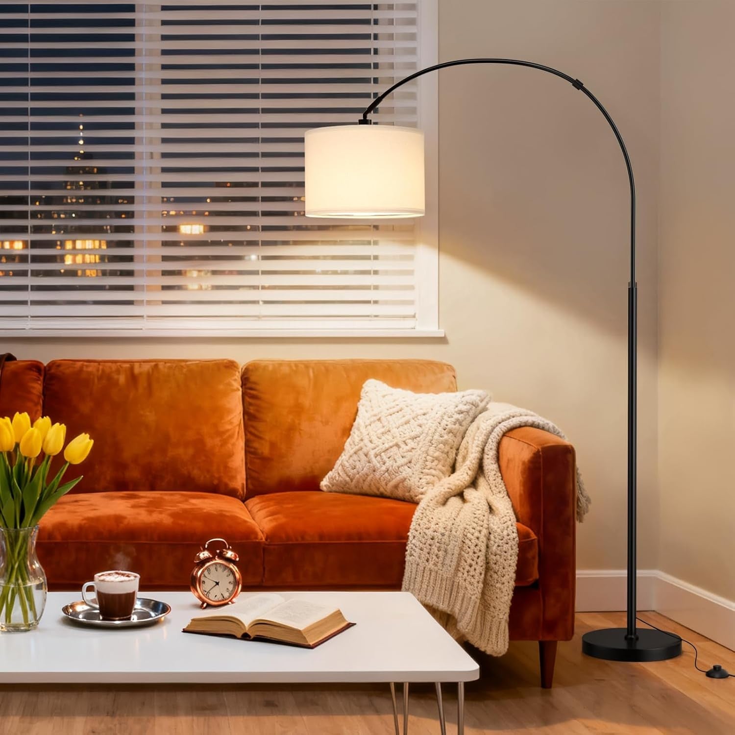 Arc Floor Lamp Remote Dimmable Corner Standing Light Modern Tall