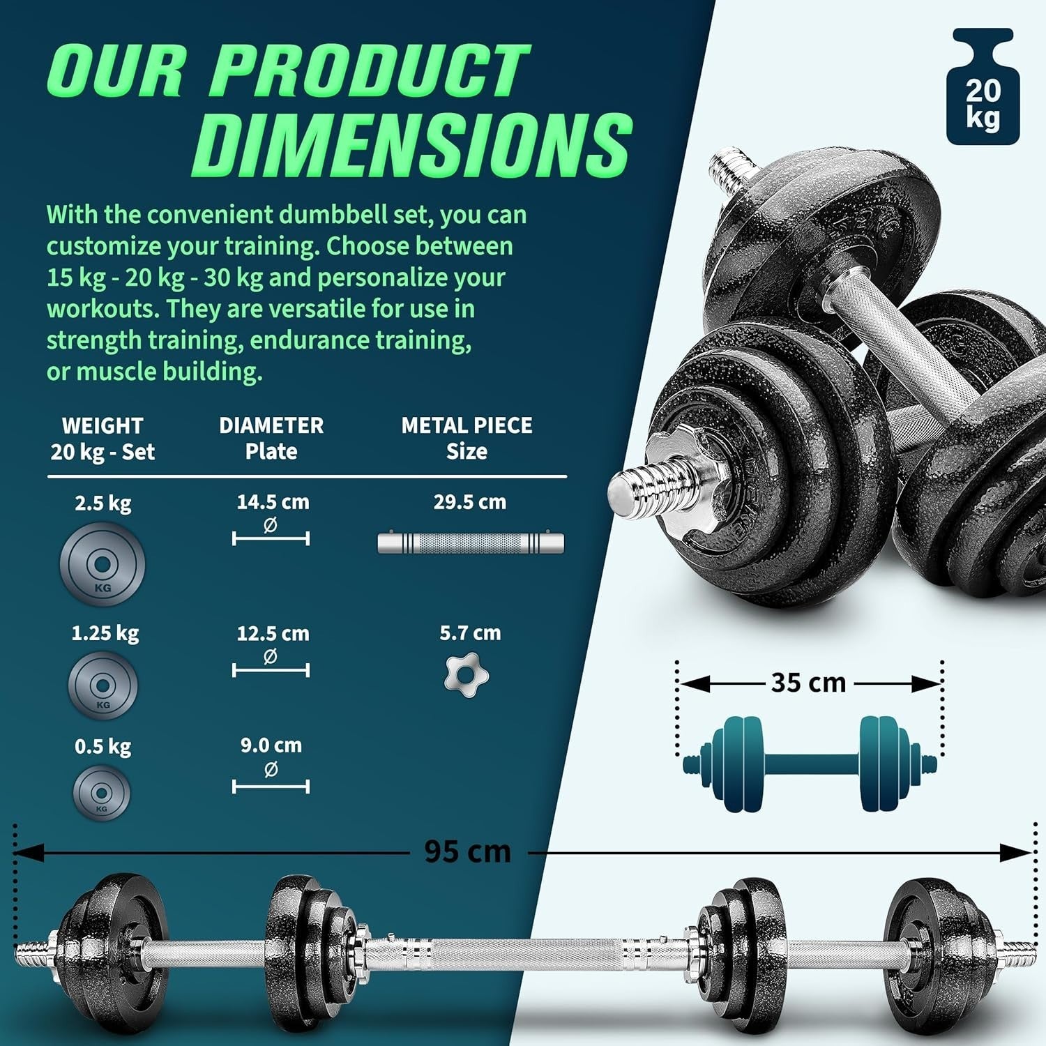 2-in-1 30KG Weight Set Dumbbell to Barbell Spinlock Home Strength Kit