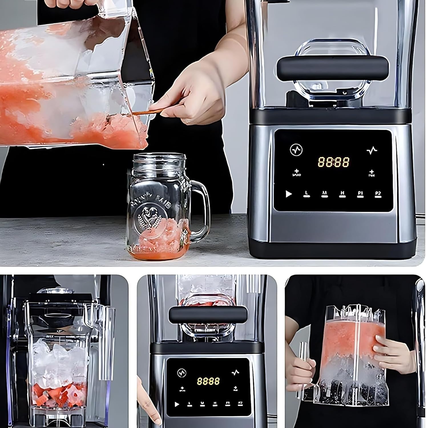 Commercial Slush Machine 2200W Frozen Drink Maker Quiet High Power 1.6L