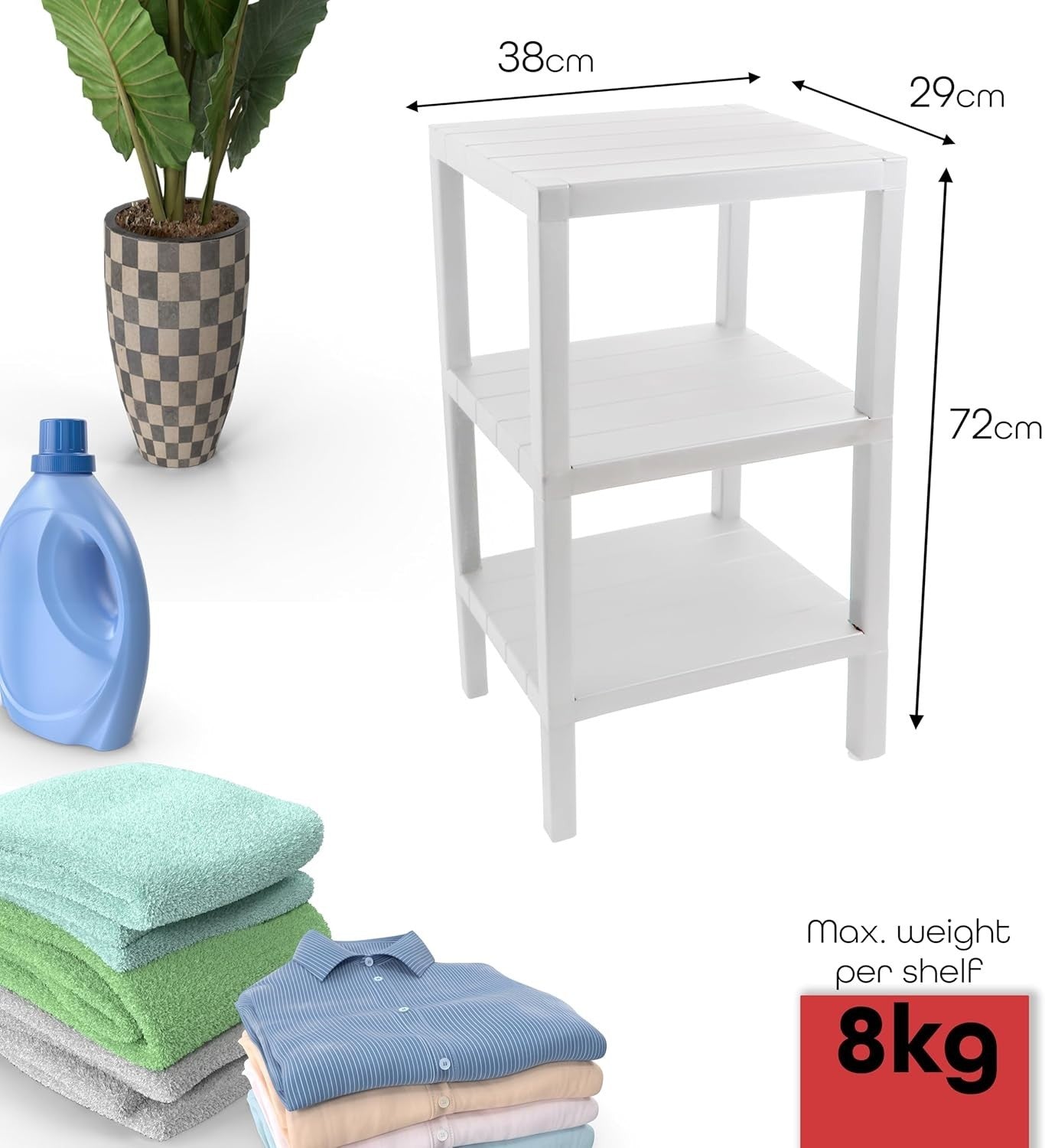3 Tier White Side End Table – Storage Shelf Coffee Table for Small Spaces