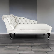 Cream Velvet Tufted Chaise Lounge | Left Arm Accent Sofa | 135cm UK Handmade