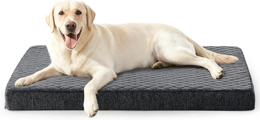 XXL Orthopedic Dog Crate Bed 119x74cm Memory Foam Washable