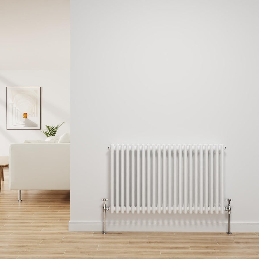 Gloss White 3 Column Radiator 600x1012mm Central Heating Bathroom