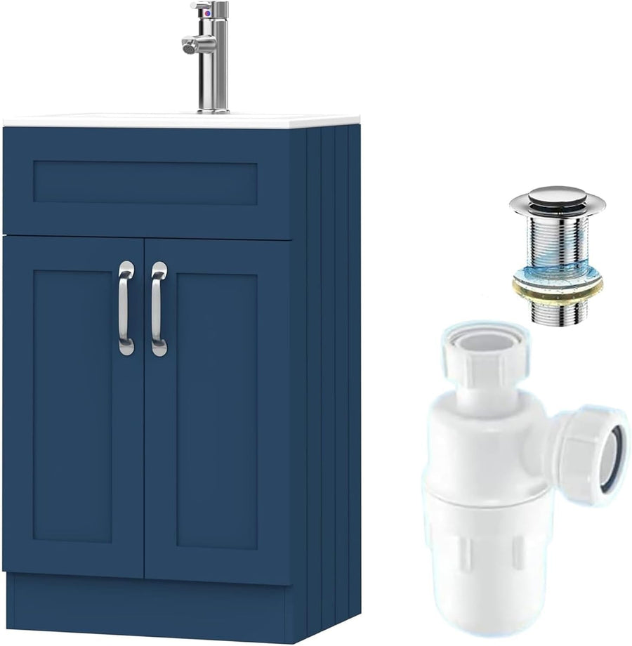 500mm Blue Bathroom Vanity Unit with Basin Under Sink Storage Cabinet Modern