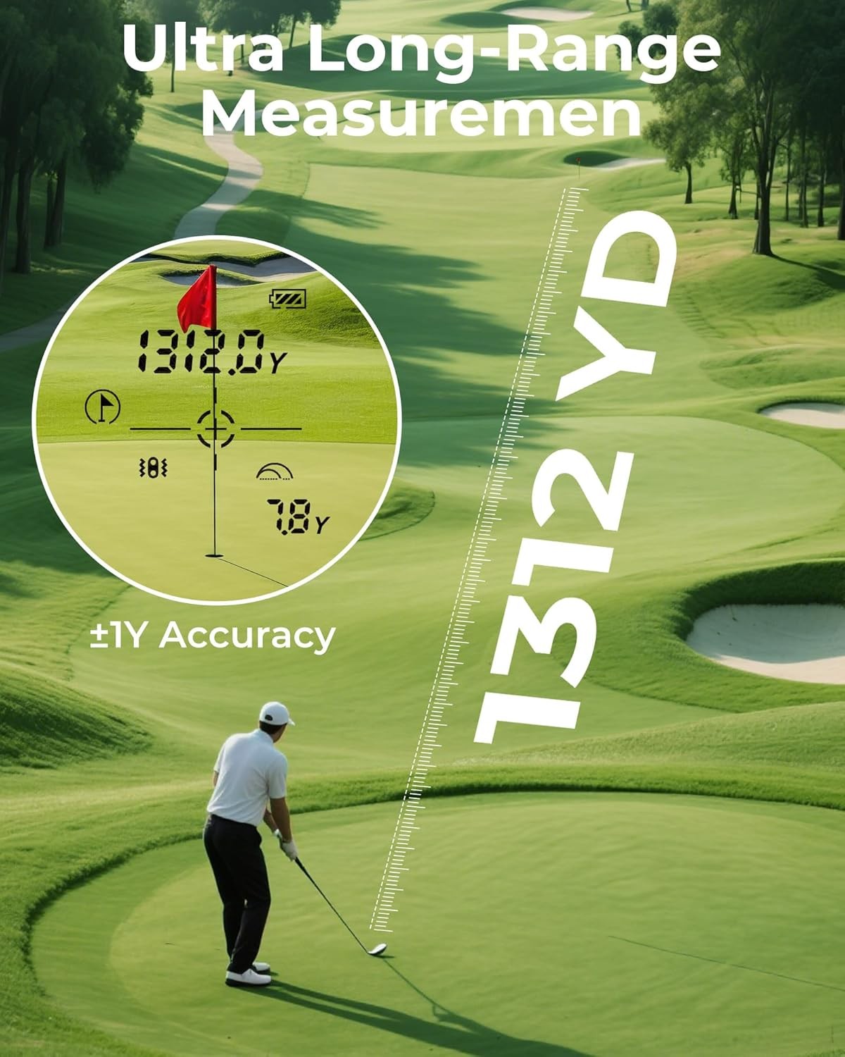 Golf Laser Rangefinder 1200Y Slope Side Display Rechargeable High Accuracy
