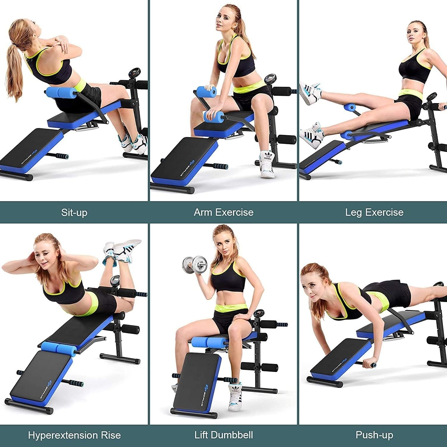Foldable Sit-Up Training Bench With LCD Monitor Incline Decline Home Gym