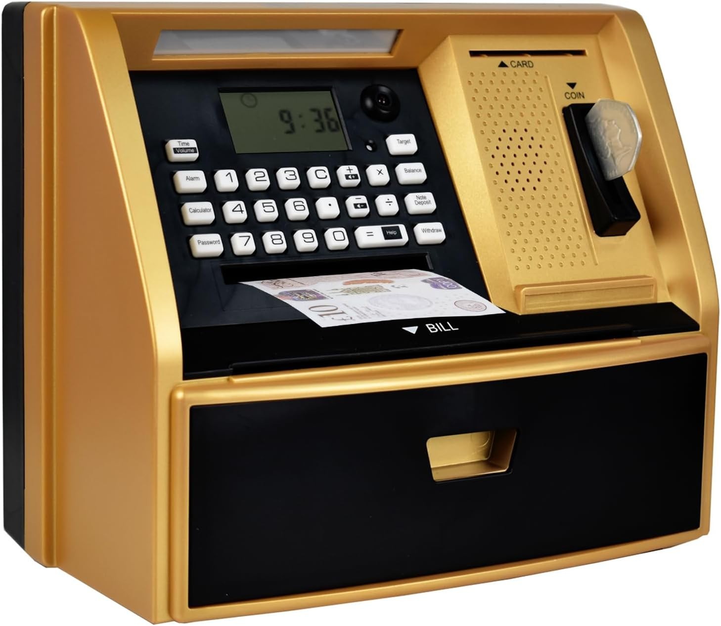 Kids ATM Money Bank Password Piggy Bank Savings Challenge Gold Toy