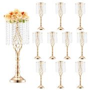 10Pcs 55cm Gold Crystal Wedding Flower Stand Tall Table Centerpieces