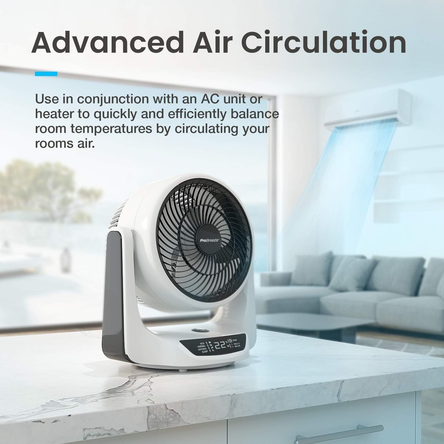 Ultra Quiet DC Air Circulator Fan – 16Speed LED Display Remote Oscillating Timer