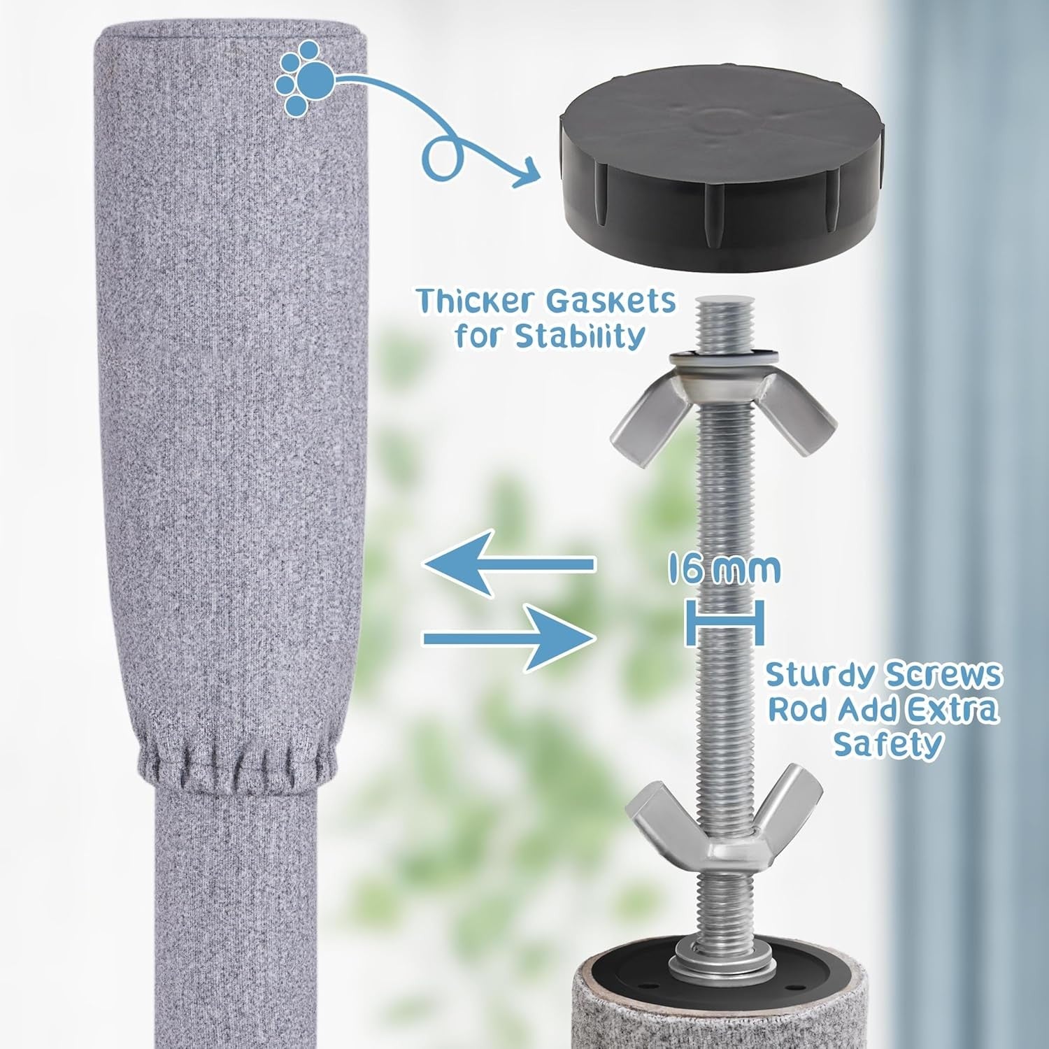 Floor to Ceiling Cat Tree Tower 6 Tier Adjustable 241–262cm Scratching Post