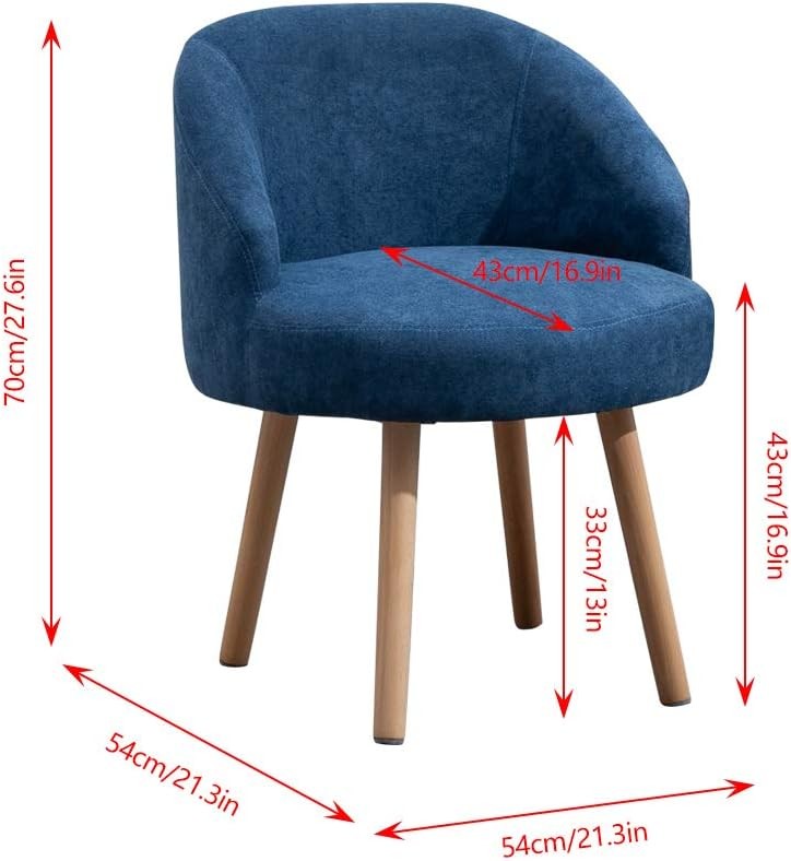 Set of 2 Blue Linen Tub Chairs Accent Bedroom Lounge Seats