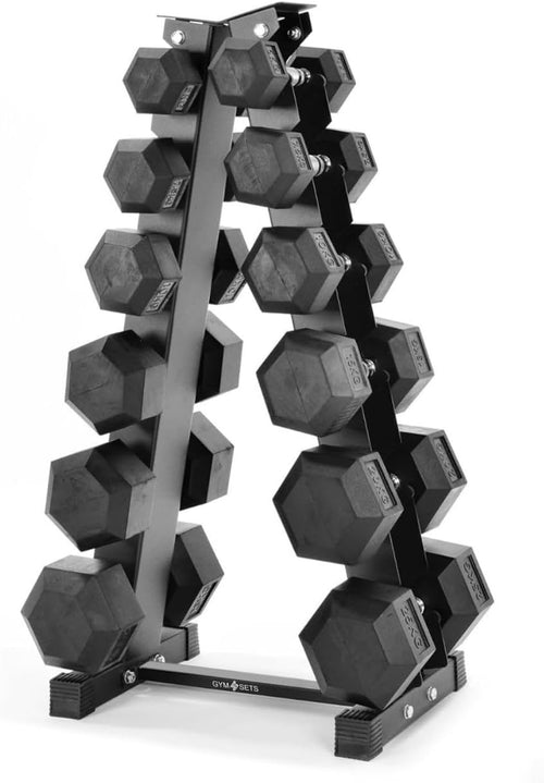 6 Tier Hex Dumbbell Rack Set 120kg With Vertical Storage Stand
