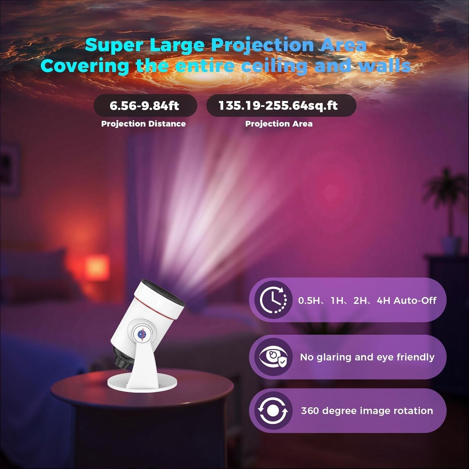 Galaxy Star Projector with White Noise 28 Sounds 10 Sky Scenes Sleep Light