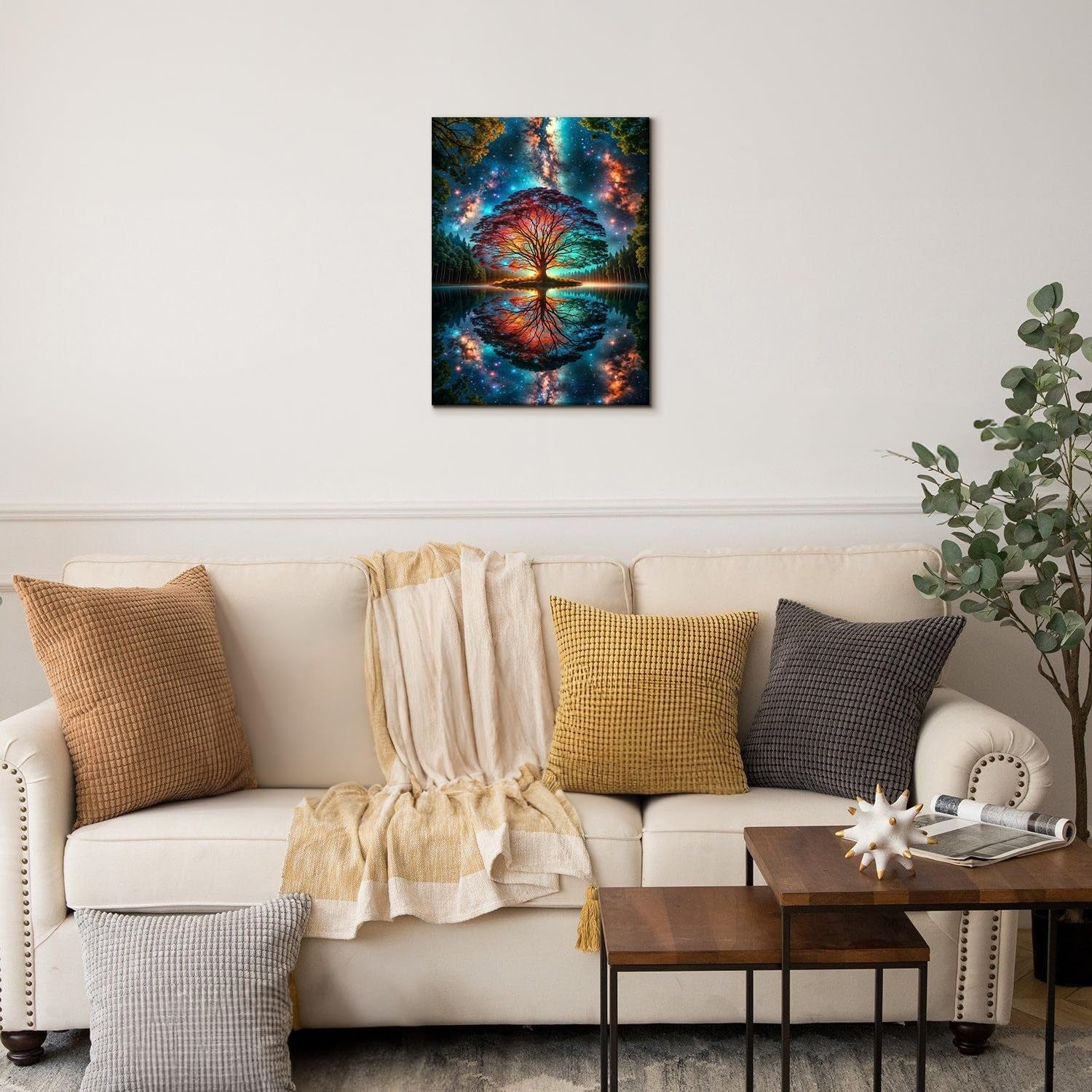 Tree of Life Wall Art Framed Colourful Canvas 12x16in