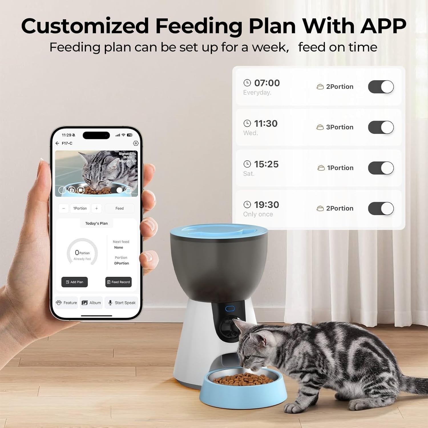 Smart Pet Feeder with HD Camera WiFi App Control 4L Auto Food Dispenser