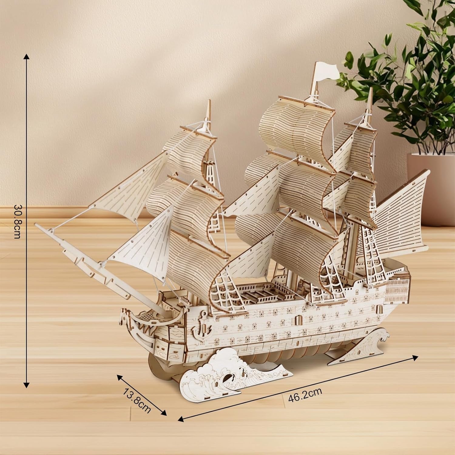 3D Wooden Sailing Ship Puzzle Model Kit for Adults – DIY Craft Decor