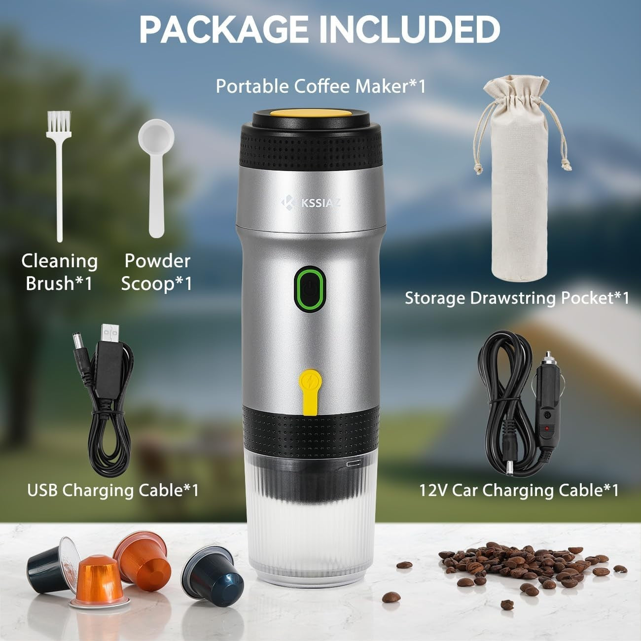 Portable 20Bar Mini Espresso Maker Self-Heating USB-C Travel Coffee Machine