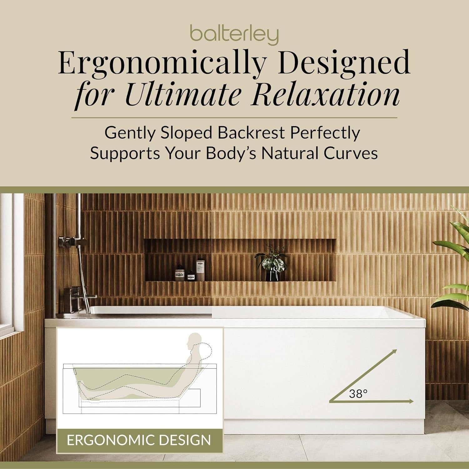 1500x700mm Single Ended Straight Bath White Acrylic Soaking Tub with Legs