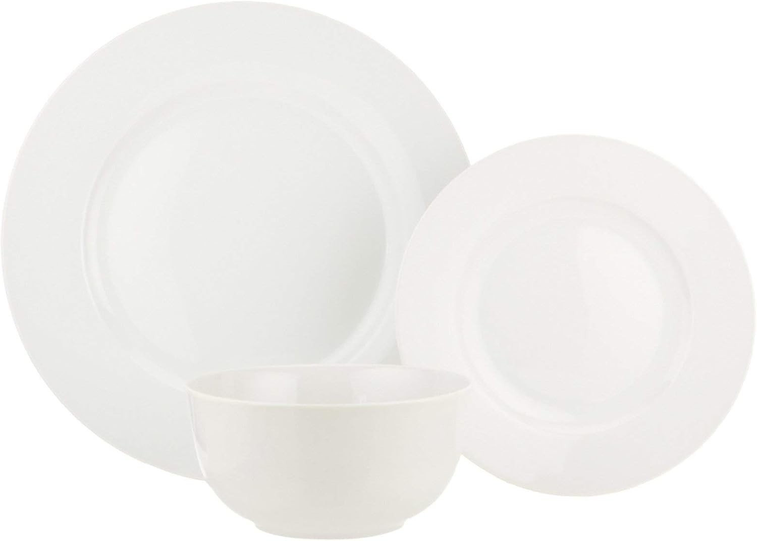 18pc Porcelain Dinnerware Set White Plates Bowls Microwave Dishwasher