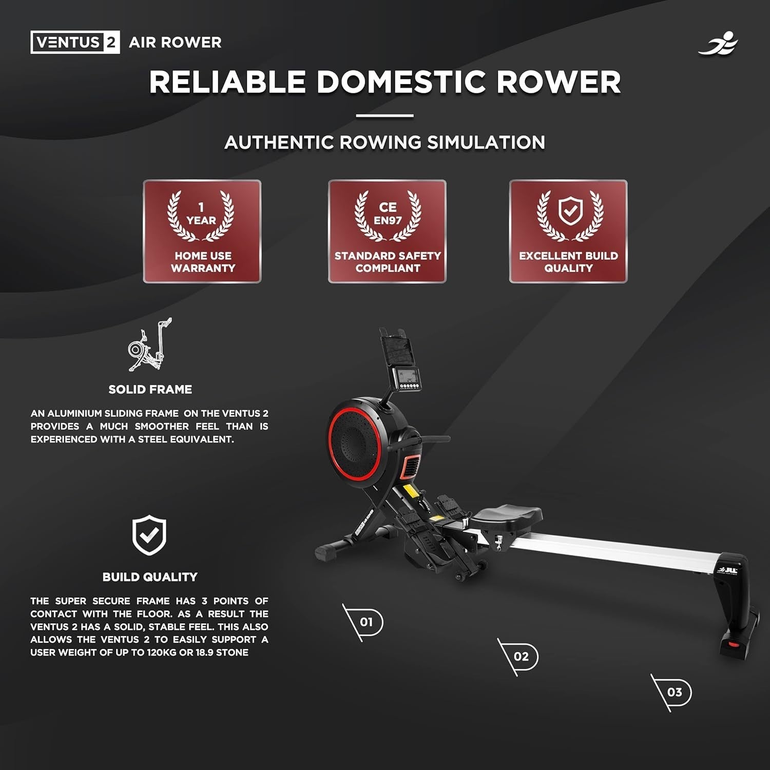 Foldable Air Magnetic Rowing Machine Quiet Belt Drive LCD Home Rower 120KG