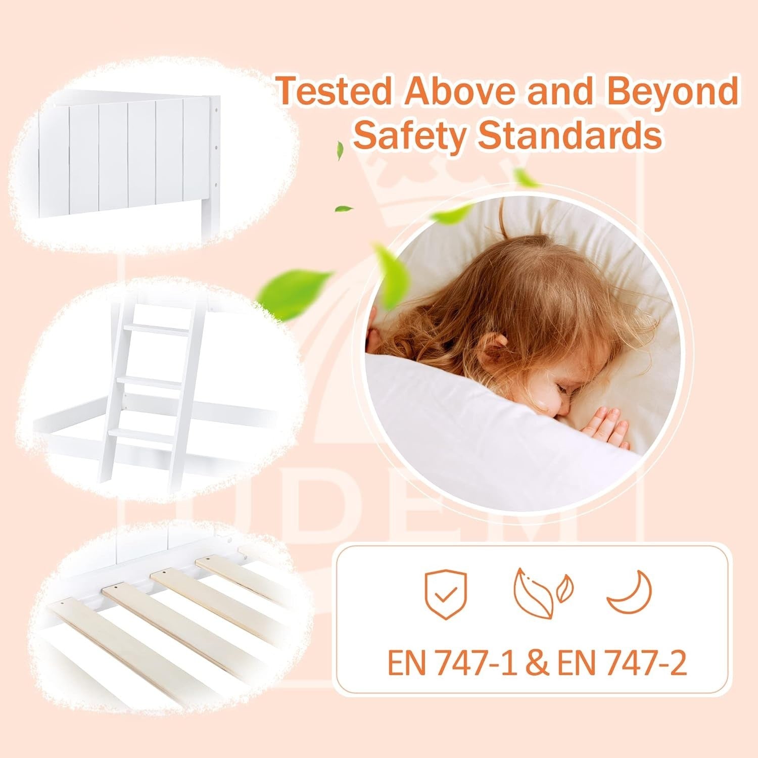 White Wooden Bunk Bed with Ladder, Guard Rail & Treehouse Mid Sleeper 3FT