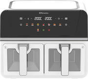 Dual Zone 9L Air Fryer 2400W Family Size | Viewing Windows | Smart Finish White