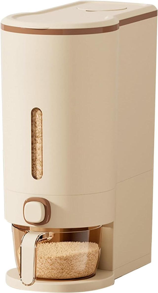 10KG Airtight Grain Storage Bin Press Dispenser with Measuring Cup