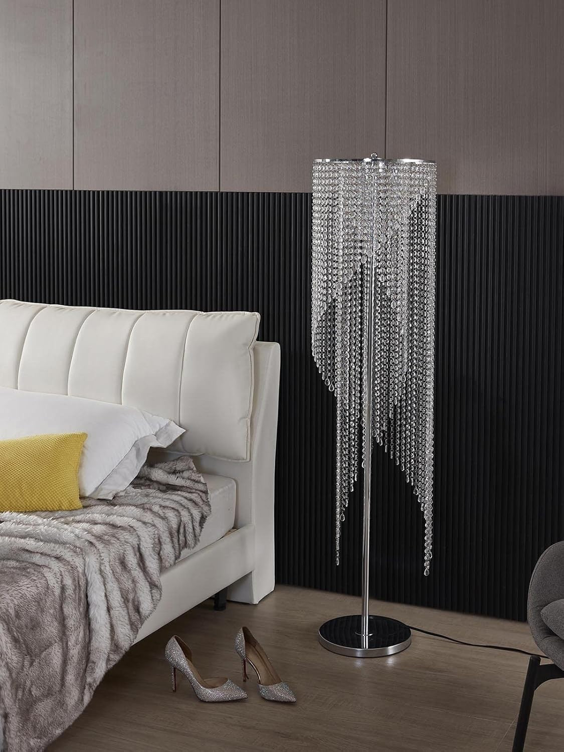 Crystal Floor Lamp Chrome 150cm | Modern Raindrop Style for Living Room