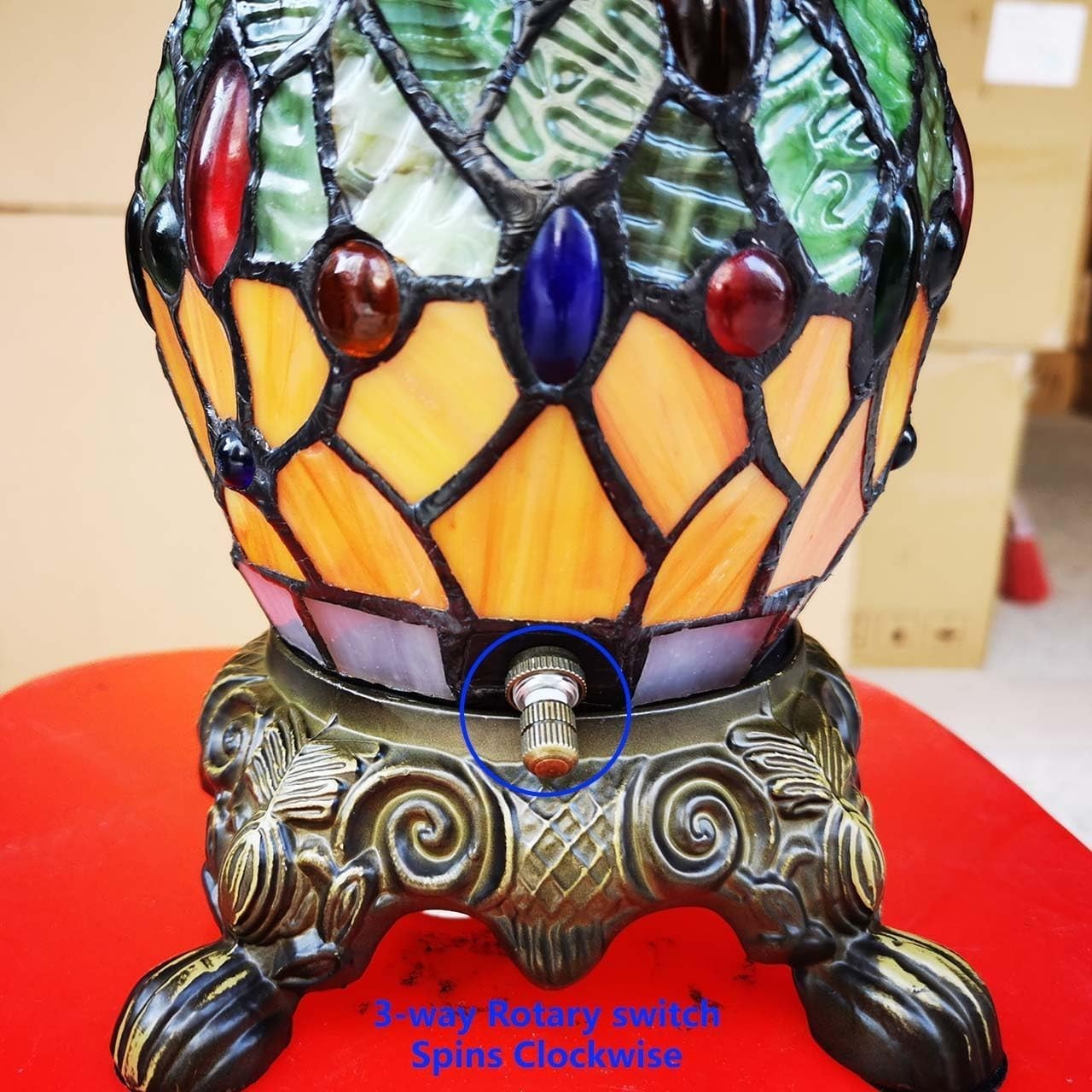 Dragonfly Tiffany Table Lamp 19” Tall Handmade Stained Glass Light